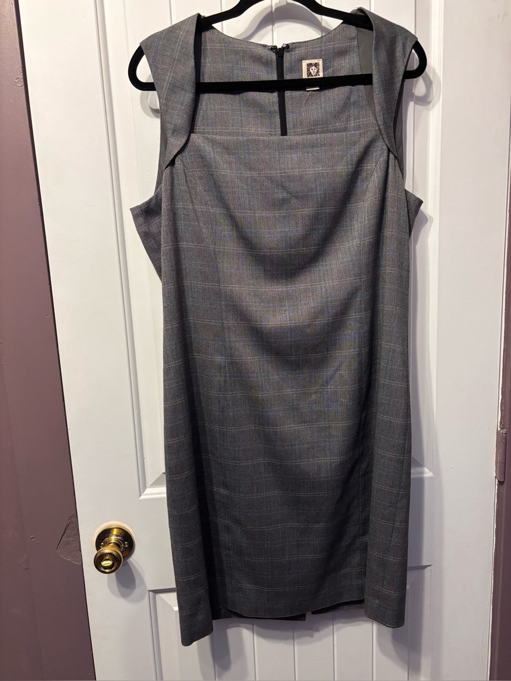 Anne Klein Gray Plaid Pencil Skirt Dress